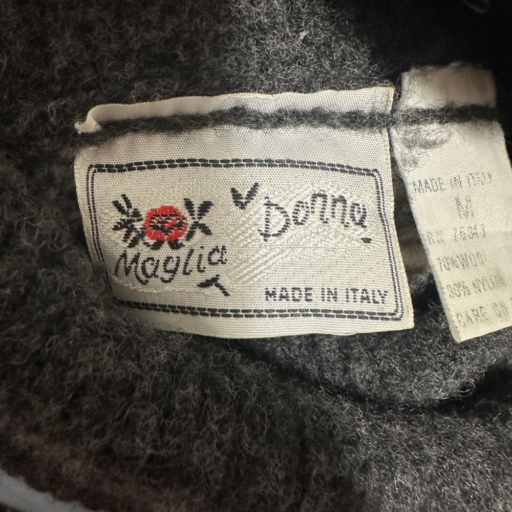Maglia Donna Vintage Wool Blend Turtleneck Sweater Made in Italy Gray White Med - Picture 5 of 10